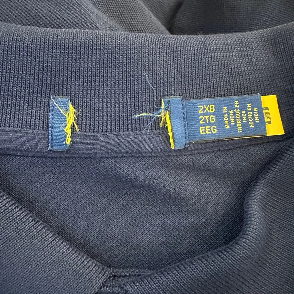NEW Polo Ralph Lauren Mens 2XB Navy Blue Sash Stripe Big Pony Polo Shirt